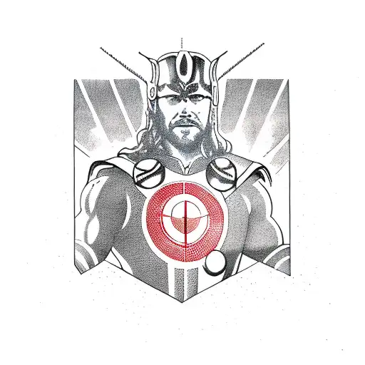 thor with heroes logos tattoo design idea