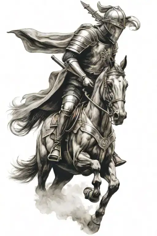 knight riding a horse tattoo design idea
