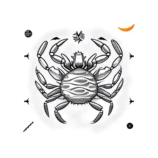 cancer astrology with crab   tattoo design idea