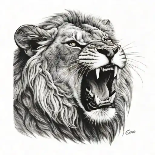 Roaring lion tattoo design idea