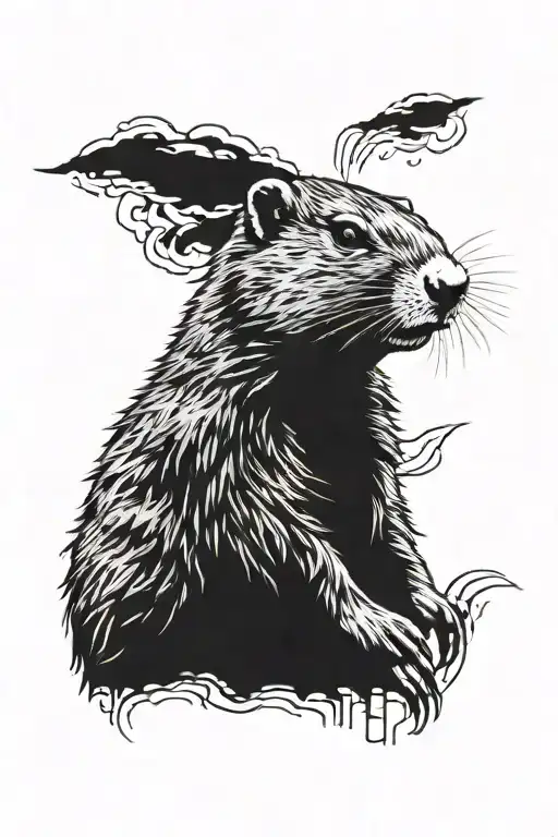 A black silloute of a groundhog   tattoo design idea