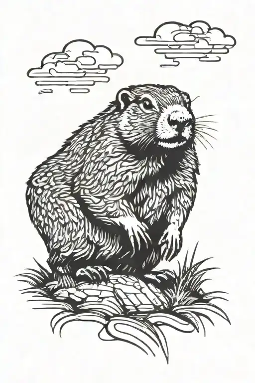 Groundhog running tattoo design idea