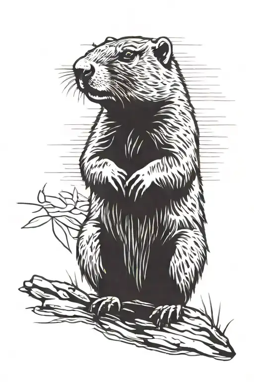 a sillouete of a groundhog looking fierce  tattoo design idea