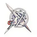 hand holding scissors tattoo design idea