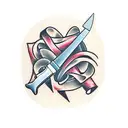 hand holding scissors tattoo design idea