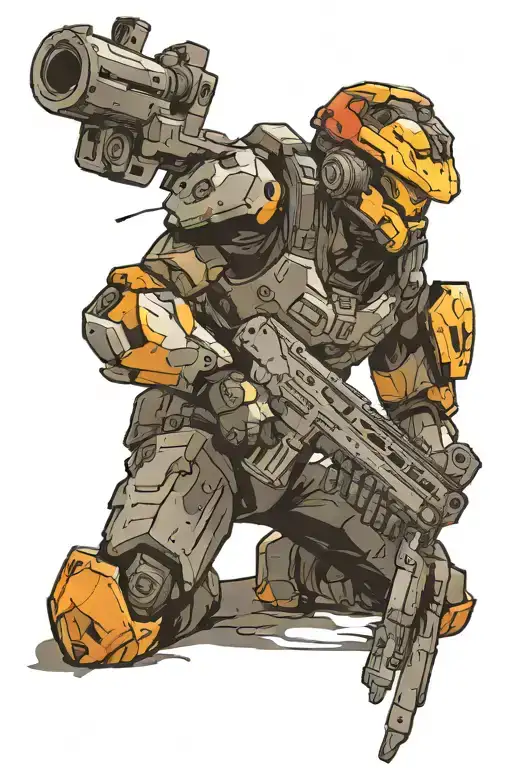 COMBINE VIDEO GAME CHARATERS FROM HALO, BORDERLANDS, CALL OF DUTY, DESTINY tattoo design idea