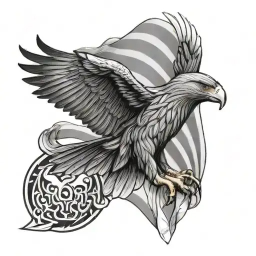 golden eagle on circassian flag  tattoo design idea