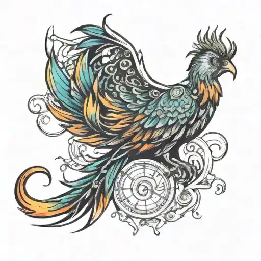 Phoenix, theatre, music sheet tattoo design idea