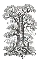 Madagaskar, Baobab tree surrounded tattoo design idea