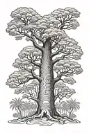 Madagaskar, Baobab tree surrounded tattoo design idea