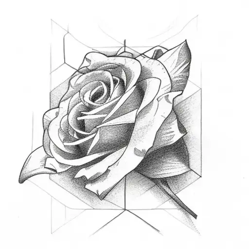 thin triangle tattoo wildflowers behind tattoo design idea