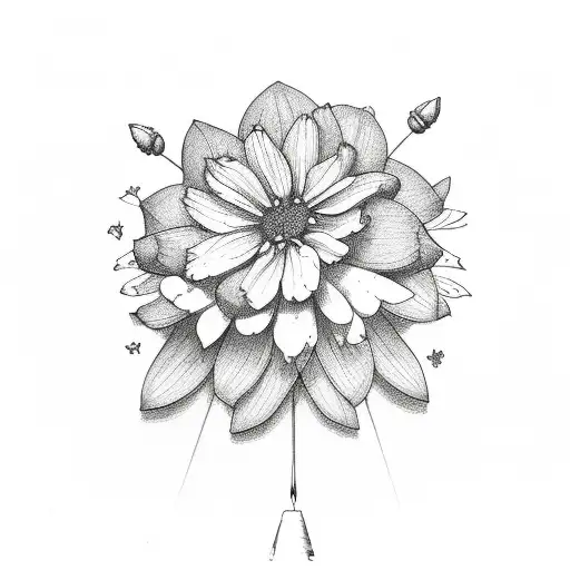 thin triangle with dainty wildflowers behind tattoo design idea