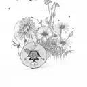 dainty triangle with delicate wildflowers incorporated tattoo design idea