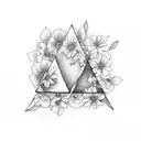 dainty triangle with delicate wildflowers incorporated tattoo design idea