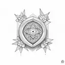 dainty triangle with delicate wildflowers incorporated tattoo design idea