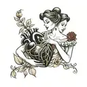 Tattoo of Disney's Princess Belle holding and admiring a human heart with her veins  tattoo design idea