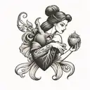 Tattoo of Disney's Princess Belle holding and admiring a human heart with her veins  tattoo design idea
