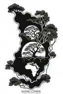dark tree growing Out of flat earth tattoo design idea