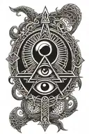 all seeing eye and ankh symbol tattoo design idea