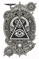 all seeing eye and ankh symbol tattoo design idea