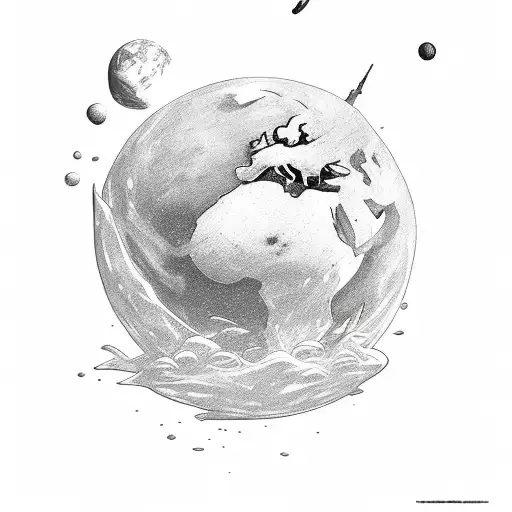 FLOATING EARTHs ,  goblin ships , gomblins  tattoo design idea