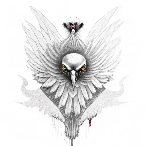 sad vulture with blood tattoo design idea