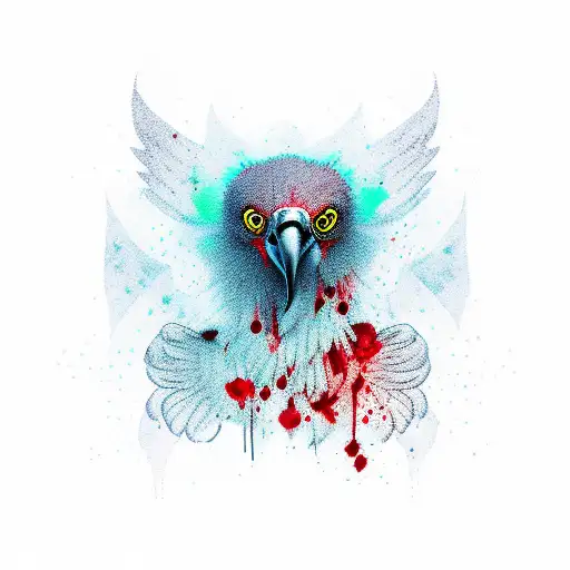 sad vulture with blood tattoo design idea