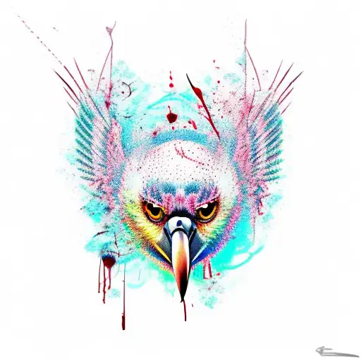 sad vulture with blood tattoo design idea