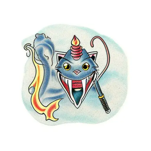 catfish with cigarette tattoo design idea