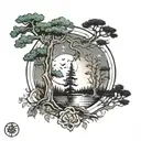 crescent moon and cypress tree tattoo design idea