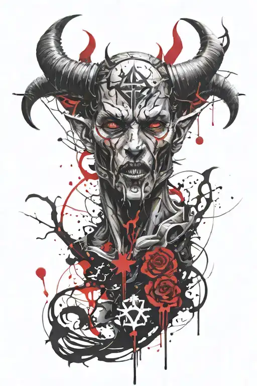 Satanic sleeve tattoo tattoo design idea