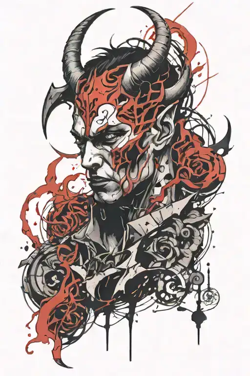 satanic  sleeve tattoo tattoo design idea