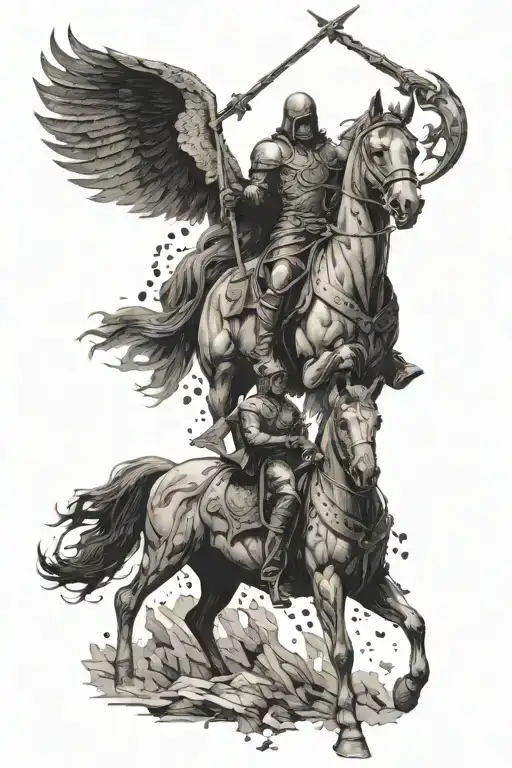gothic architecture horsemen of the apocalypse tattoo design idea