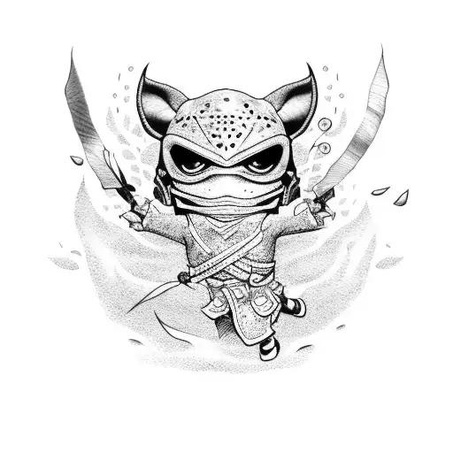 Bonny ninja running  tattoo design idea