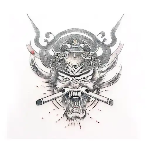 firely samurai sword with japanese word tattoo design idea