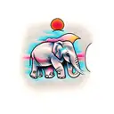 elephant with sunset tattoo design idea