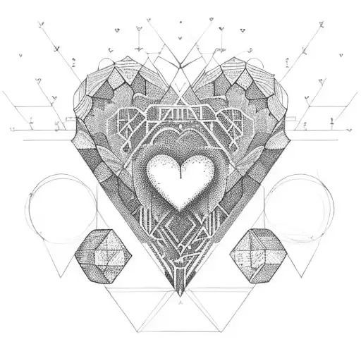 A geometric design incorporating multiple hearts, symbolizing polyamory and love tattoo design idea
