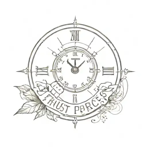 trust the process written in clock tattoo design idea