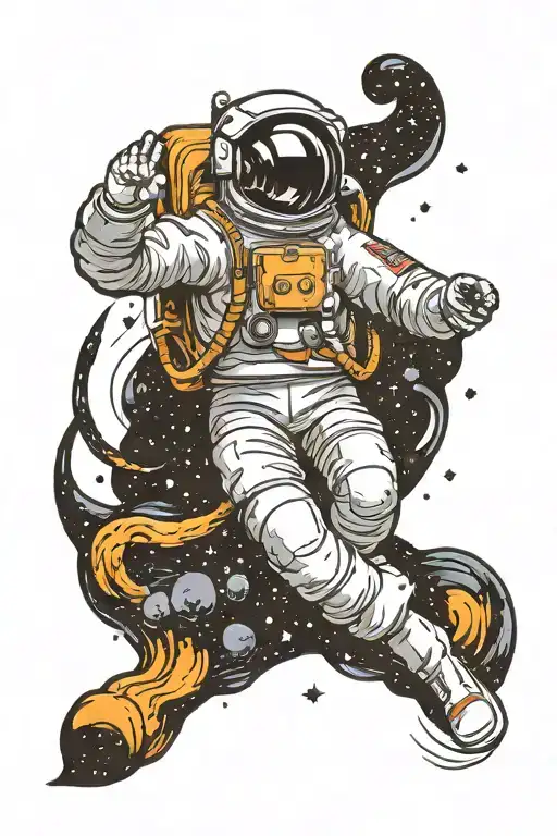 astronaut floating in space tattoo design idea