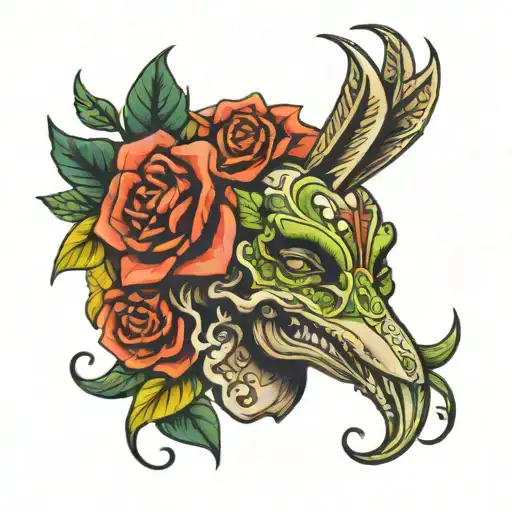 A margarita with this face 👺 tattoo design idea