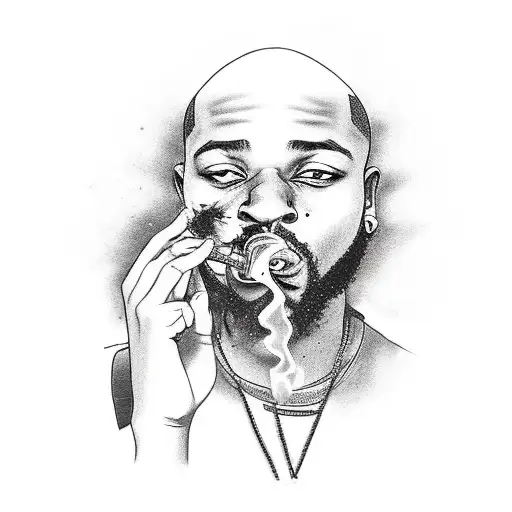 The ghetto guy smokes a joint tattoo design idea