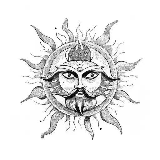 sun zoroastrianism tattoo design idea