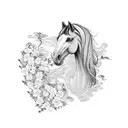A horse looking at its reflection in a spring  tattoo design idea