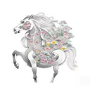 A horse looking at its reflection in a spring  tattoo design idea