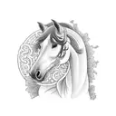 A horse looking at its reflection in a spring  tattoo design idea