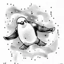 Pinguin skydiving tattoo design idea