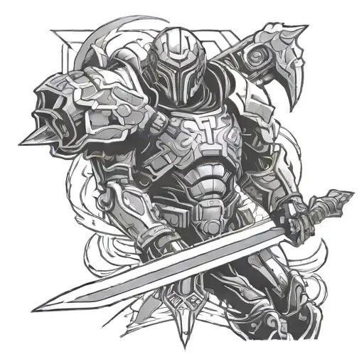 DOOM slayer sword tattoo design idea