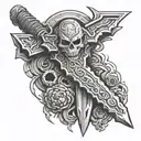 DOOM slayer sword tattoo design idea