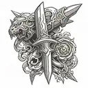 DOOM slayer sword tattoo design idea