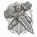 DOOM slayer sword tattoo design idea